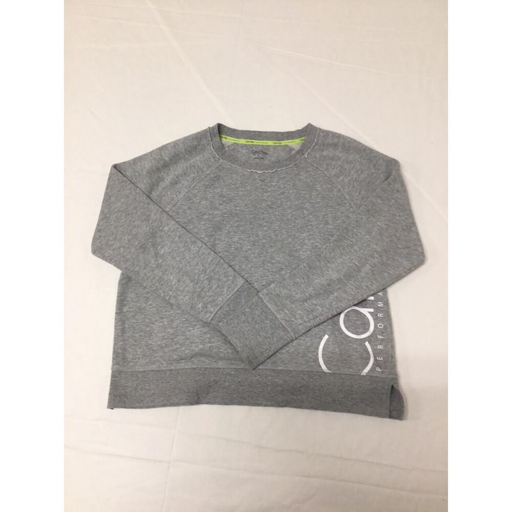 Calvin Klein Performance Womens Small Cropped Sweatshirt Gray Logo Pullover